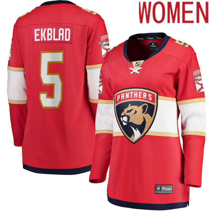Women Florida Panthers 5 Aaron Ekblad Fanatics Branded Red Home Team Breakaway Player NHL Jersey